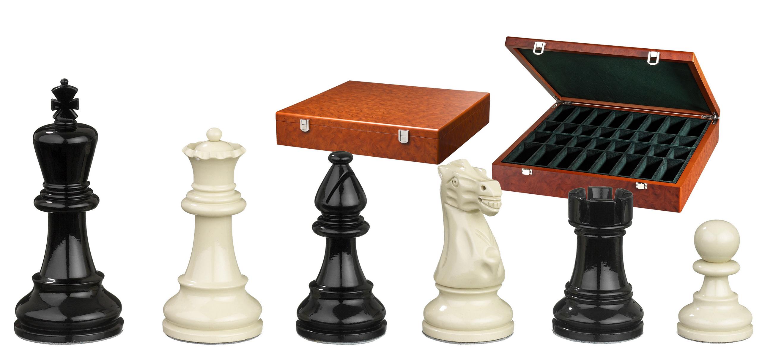 Schachfiguren Nero, schwarz weiß,  Königshöhe 95 mm, in Holzbox