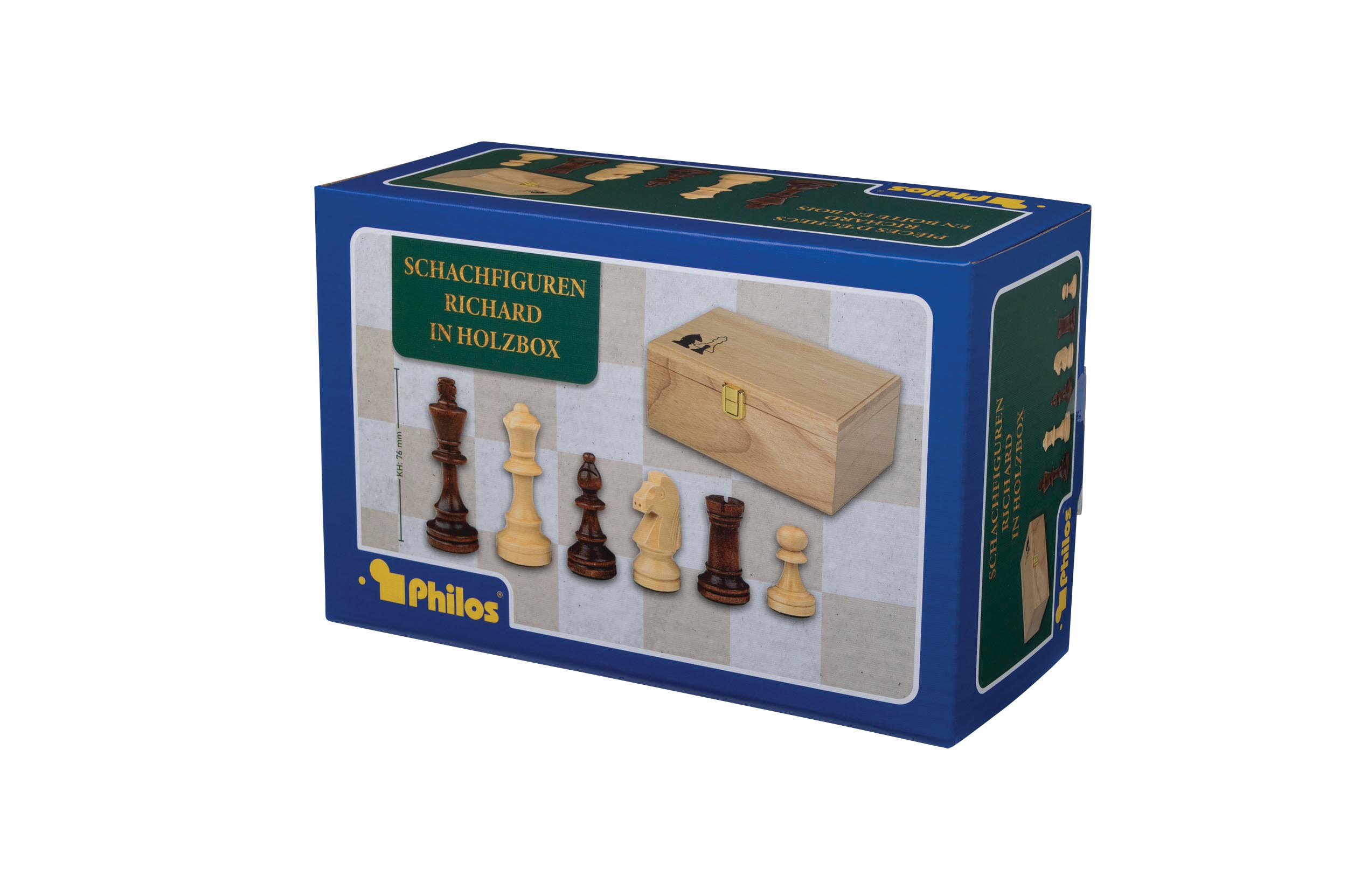 Chess pieces Richard, king height 76 mm, in wooden box