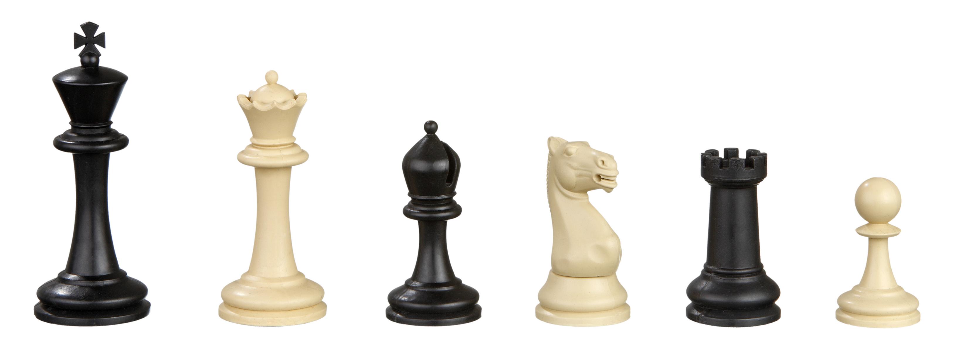 Schachfiguren Nerva, Königshöhe 95 mm, Kunststoff, schwarz creme, im Polybeutel