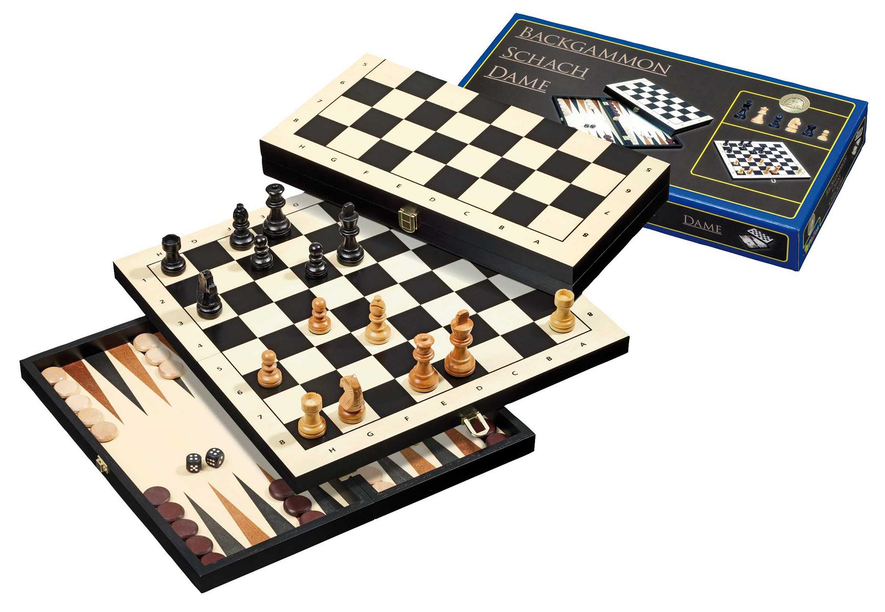 Schach Backgammon Dame Set, Reise, Feld 30 mm