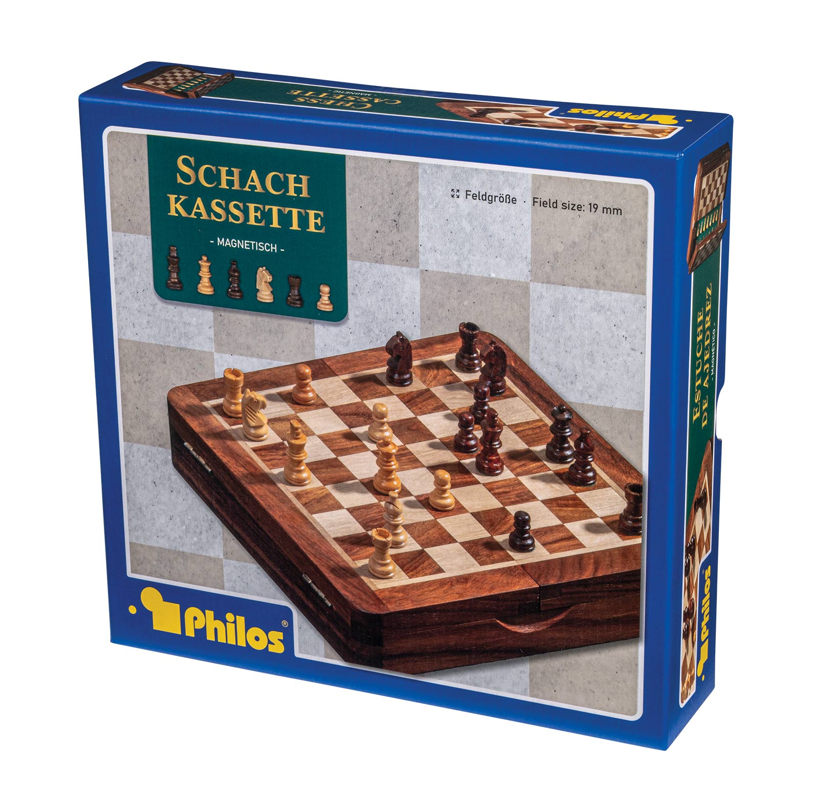 Chess cassette, travel, field 19 mm, magnetic