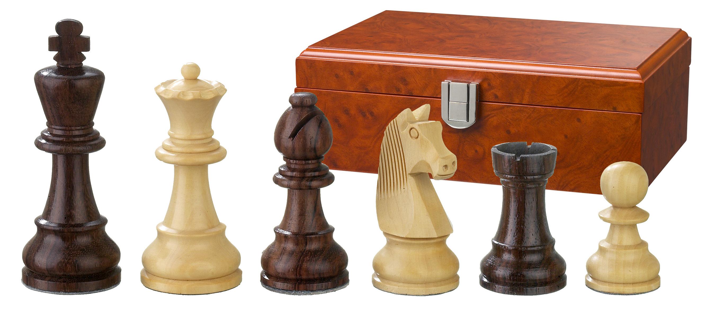 Schachfiguren Barbarossa, Königshöhe 90 mm, in Holzbox