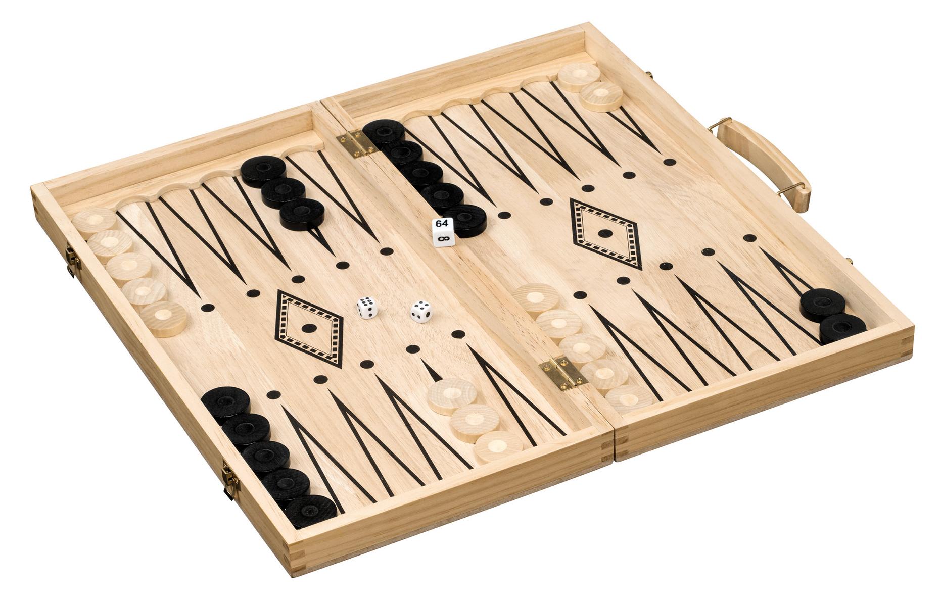 Schach Backgammon Dame Set, Feld 50 mm, mit Tragegriff