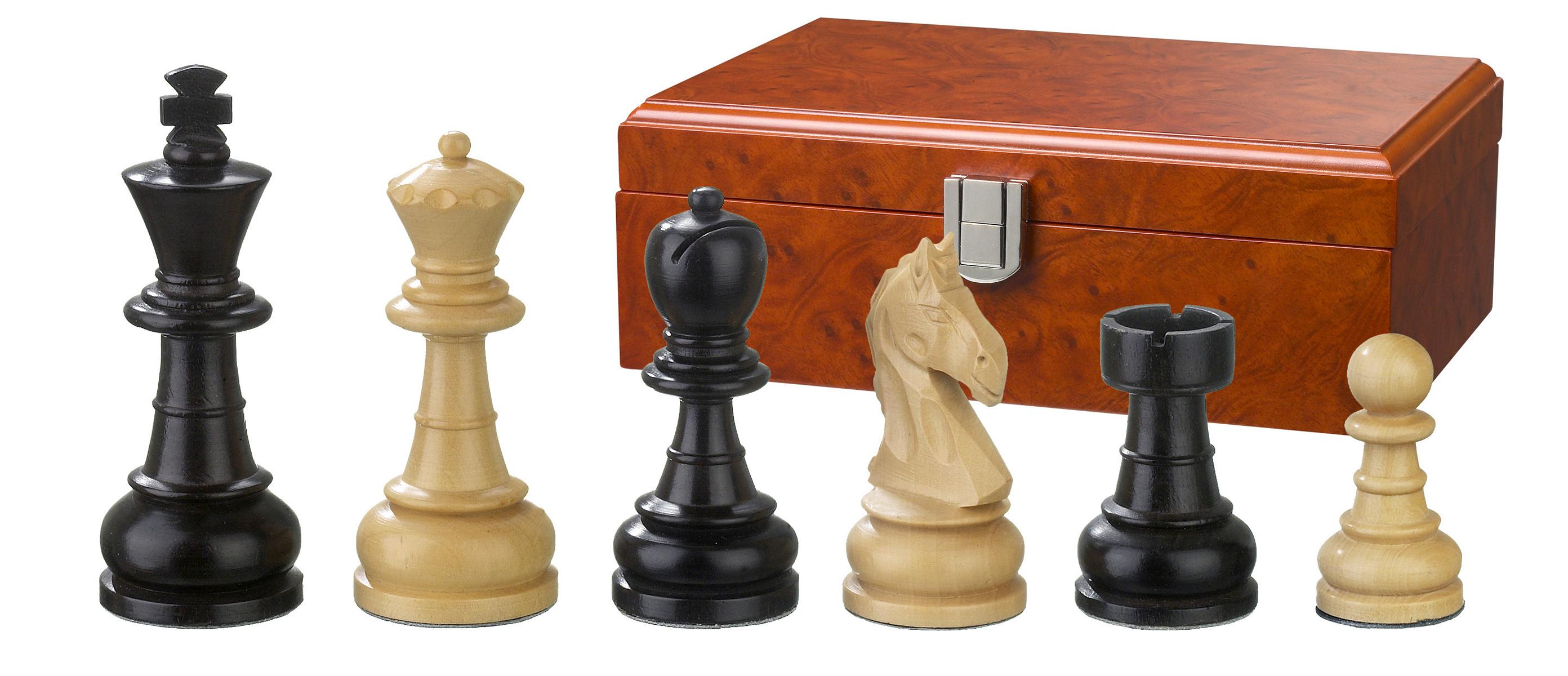 Schachfiguren Chlodewig, Königshöhe 83 mm, in Holzbox