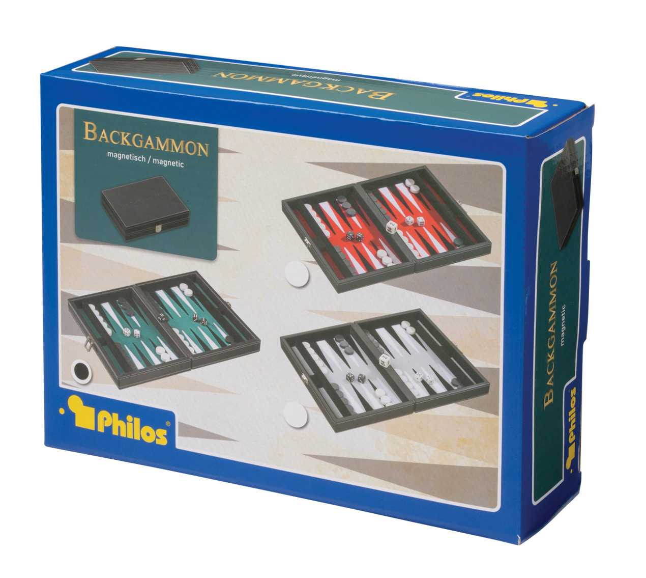 Backgammon Tinos, grün, klein, magnetisch
