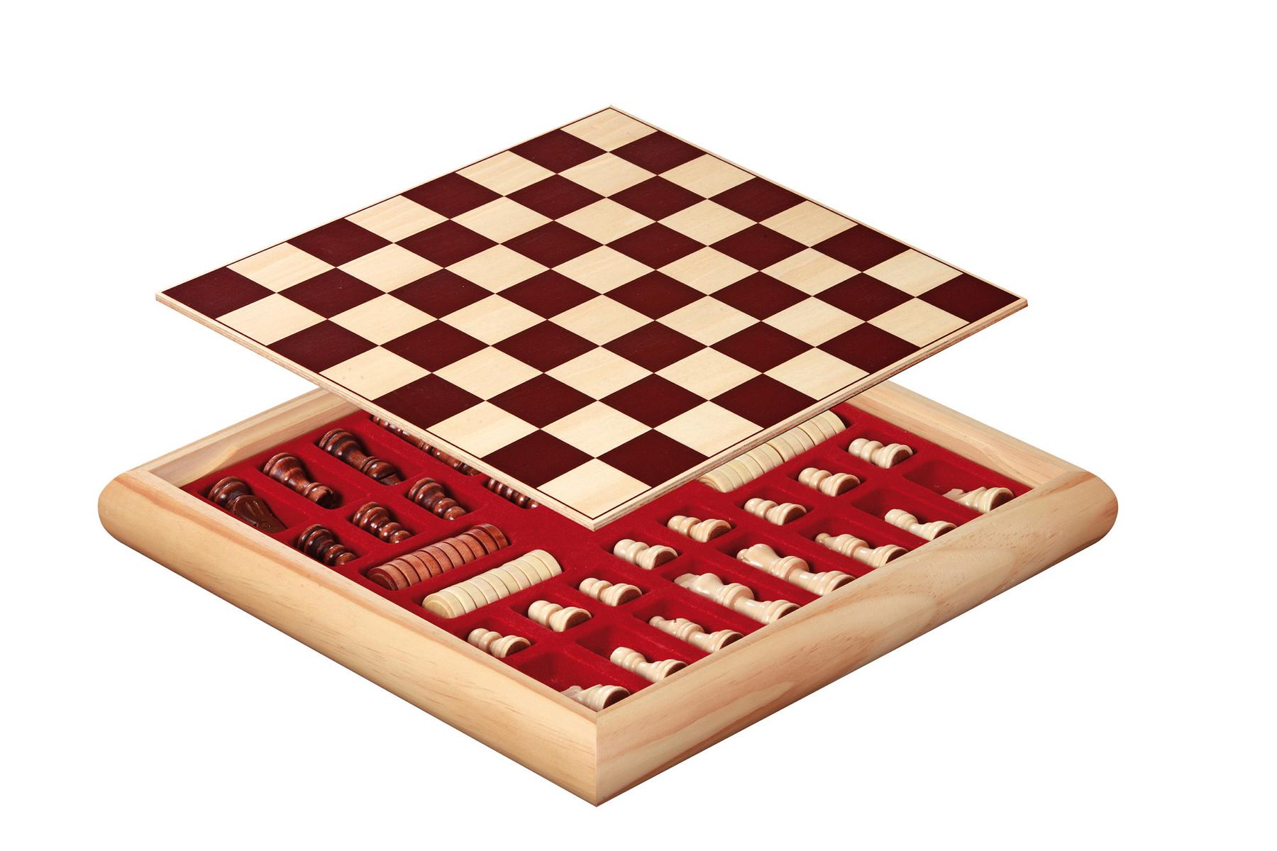 Schach Dame Set, Holzbox, Feld 35 mm