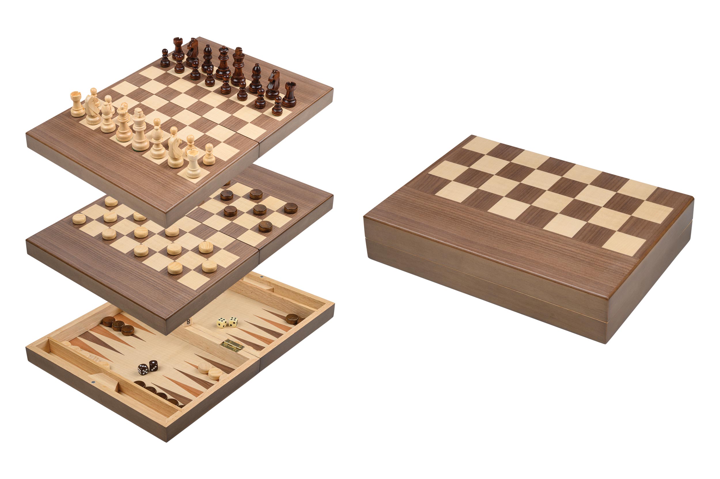 Chess Backgammon Checkers Set, field 32 mm, magnetic lock