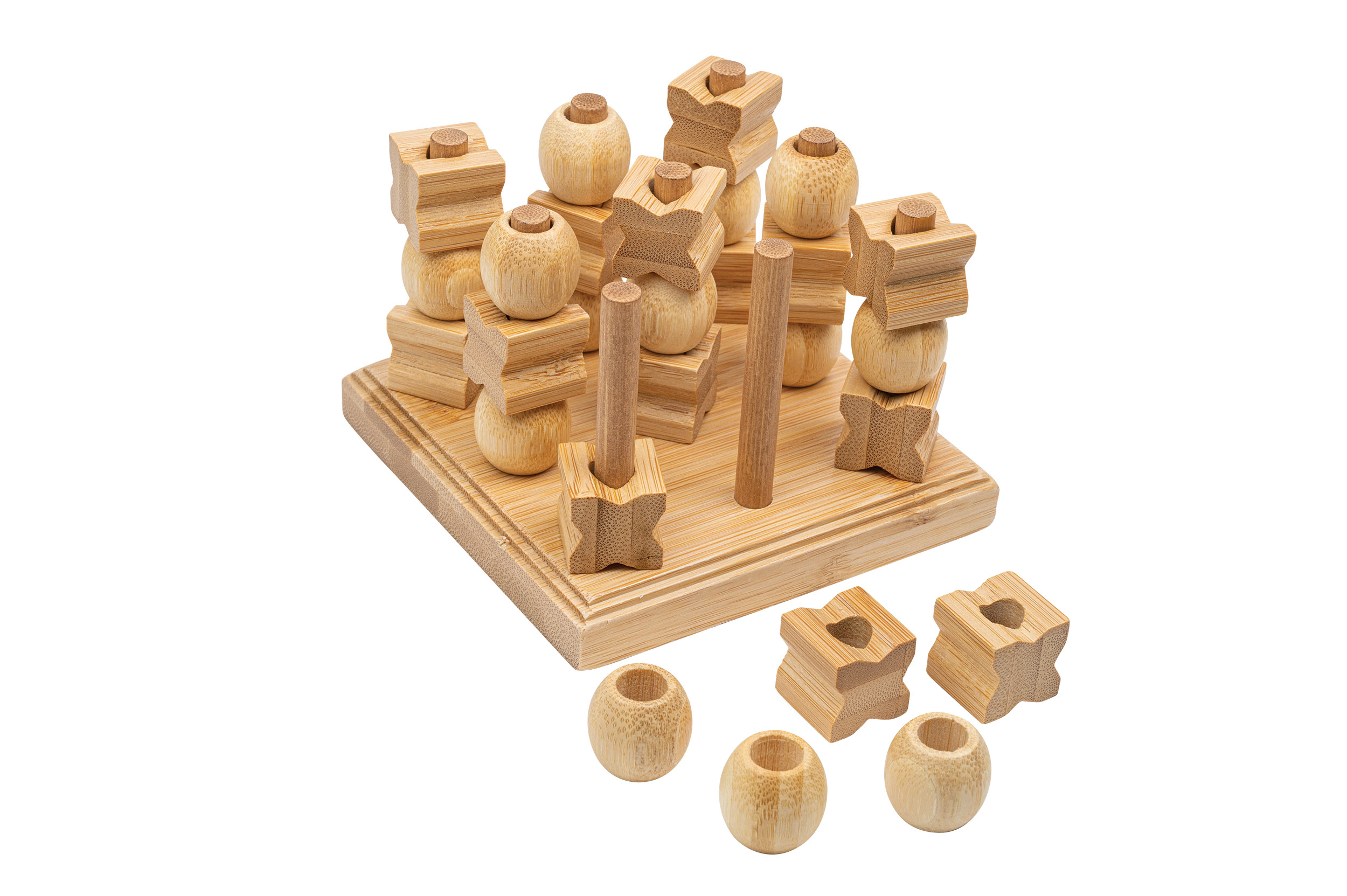 Tic Tac Toe, 3D, bamboo