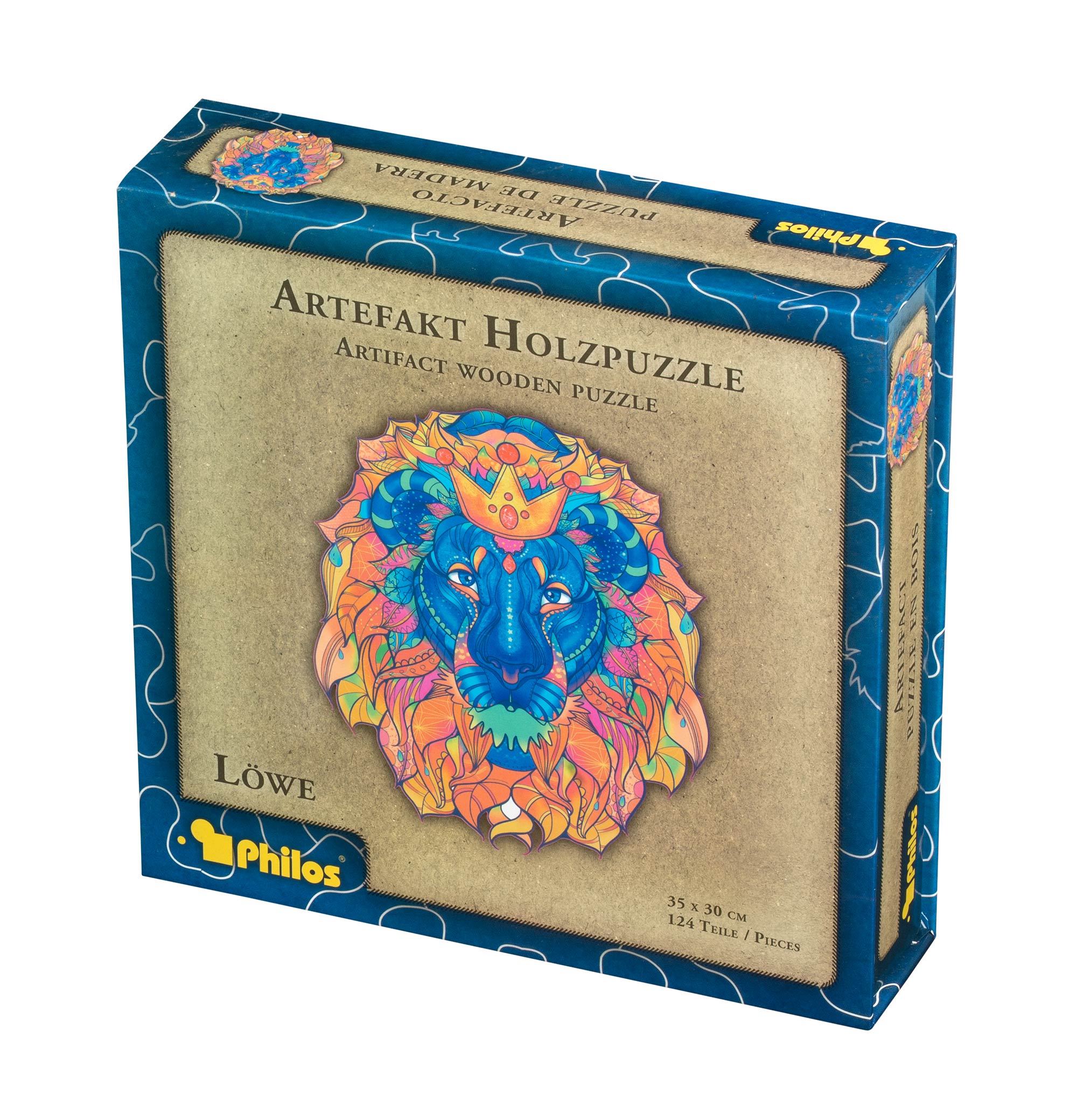 Artefakt Holzpuzzle Löwe, 124 Teile, in magnetischer Klappschachtel Artefakt Holzpuzzle Löwe, 124 Teile, in magnetischer Klappschachtel