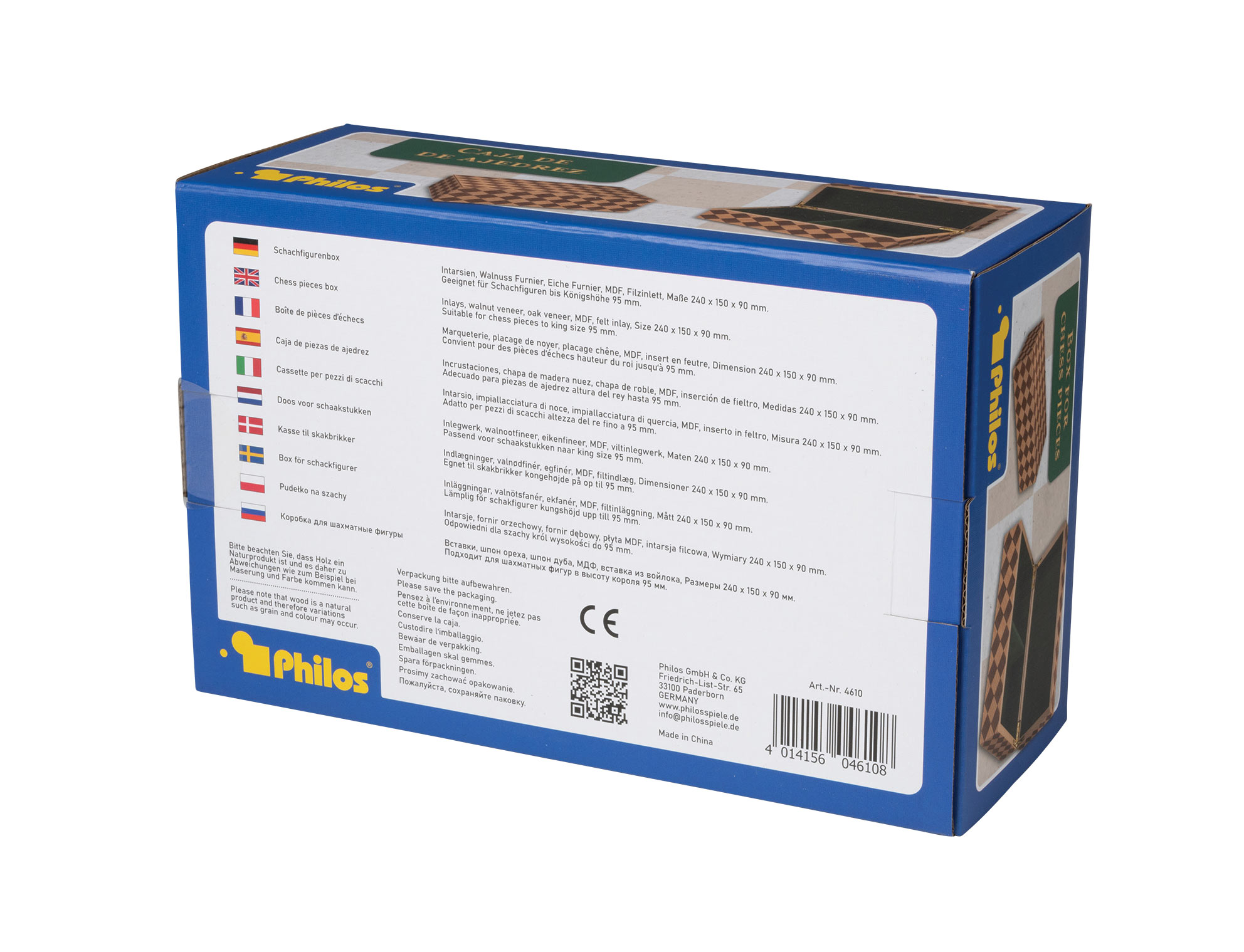 Chess piece box, 237 x 150 x 90 mm