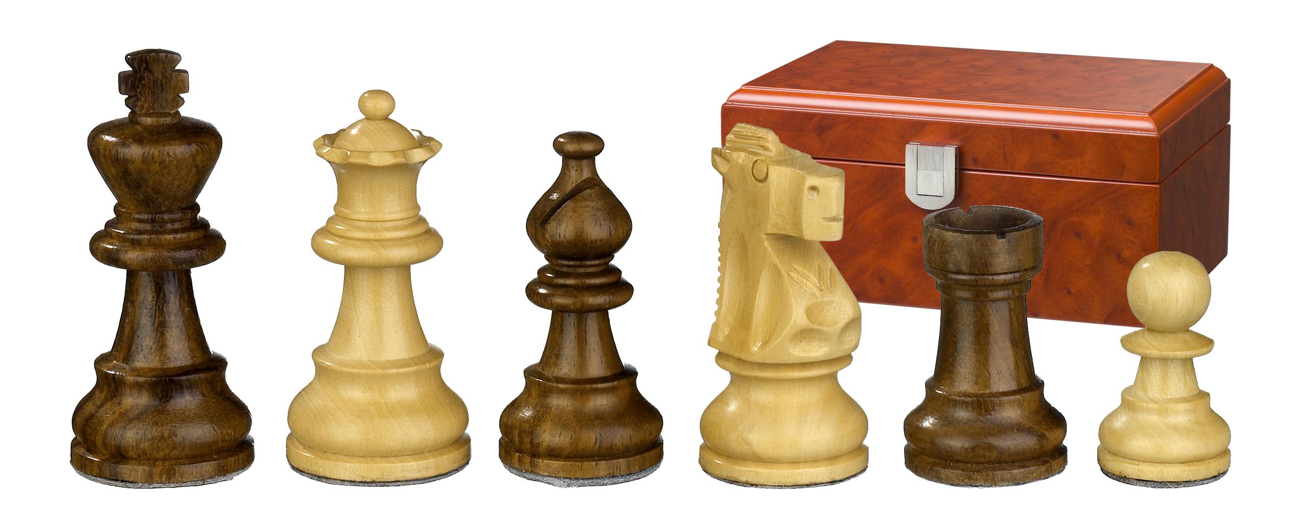Chess pieces Napoleon, king height 65 mm, in wooden box