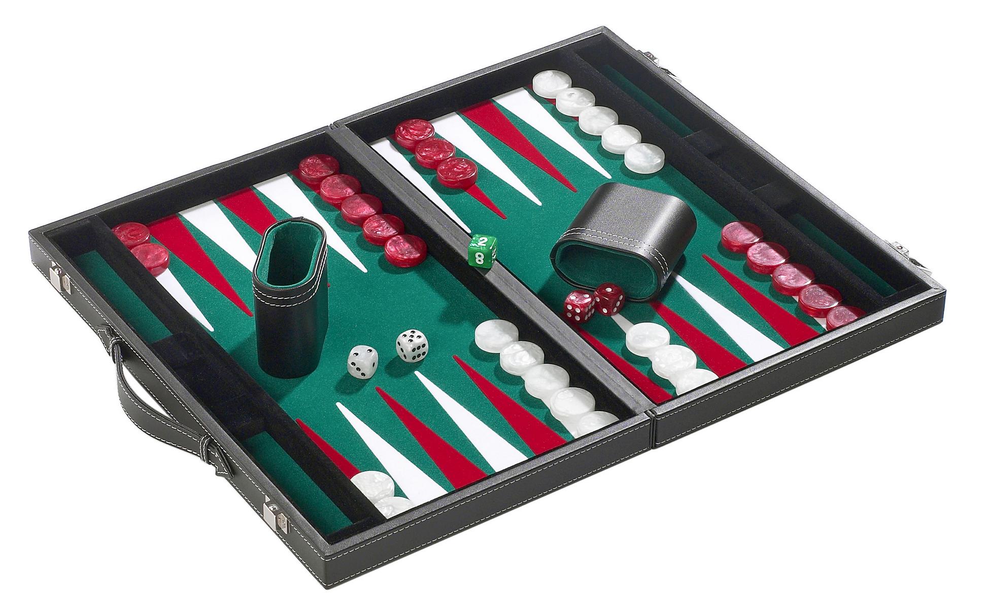 Backgammon, grün, medium, Kunstleder