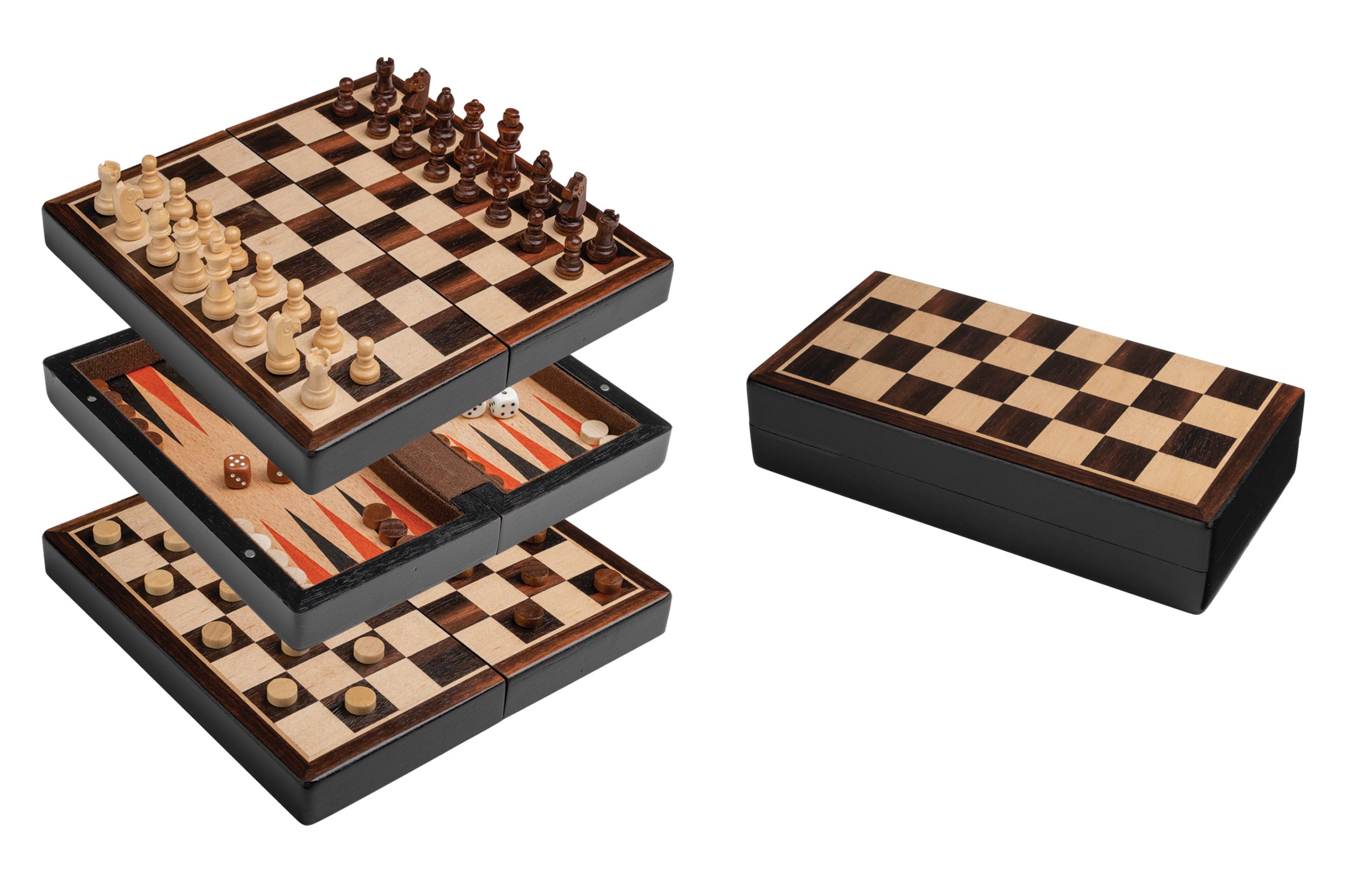 Chess Backgammon Checkers Set, travel, field 22 mm, magnetic