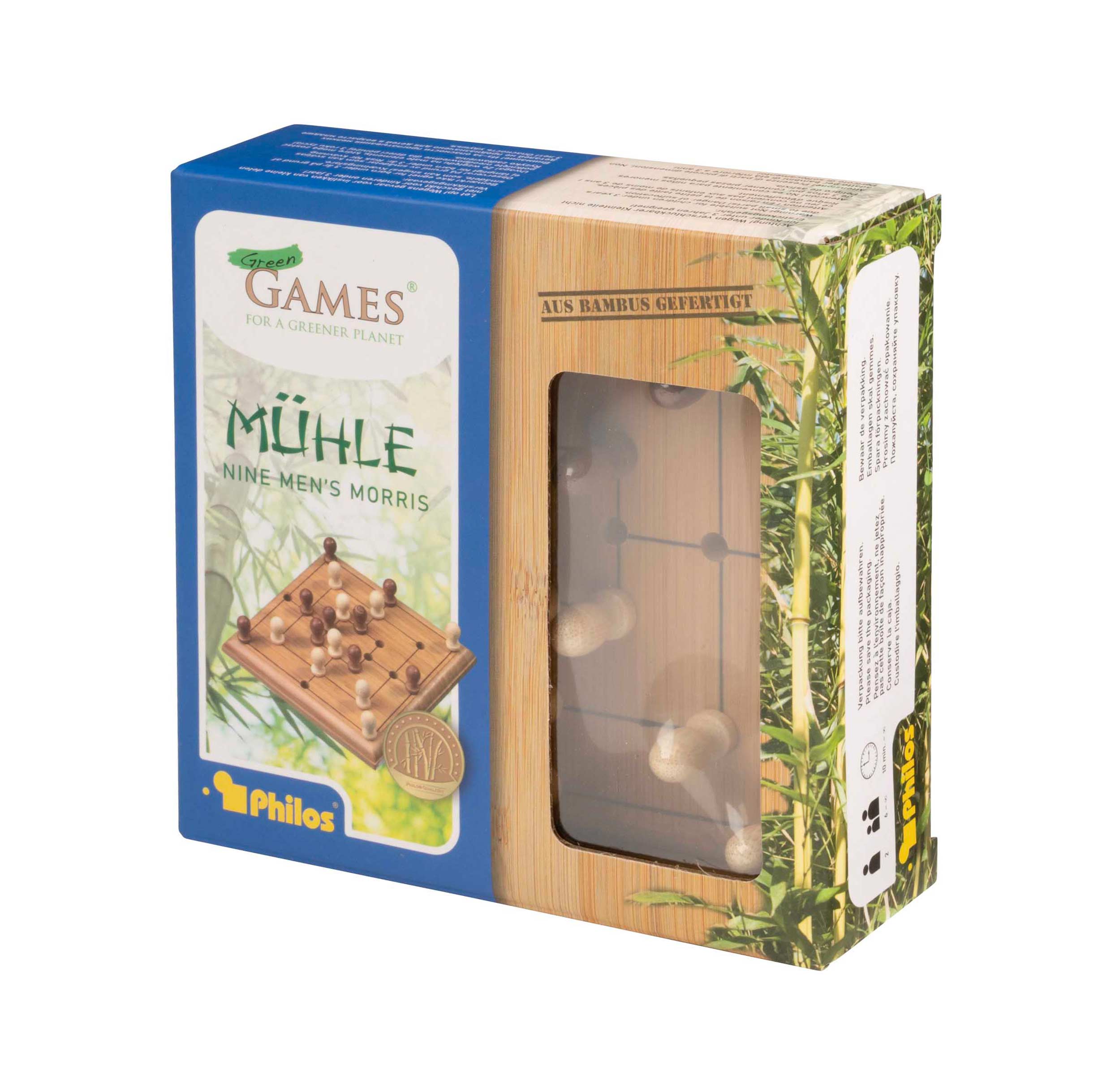 Nine Men's Morris, mini, travel game, bamboo