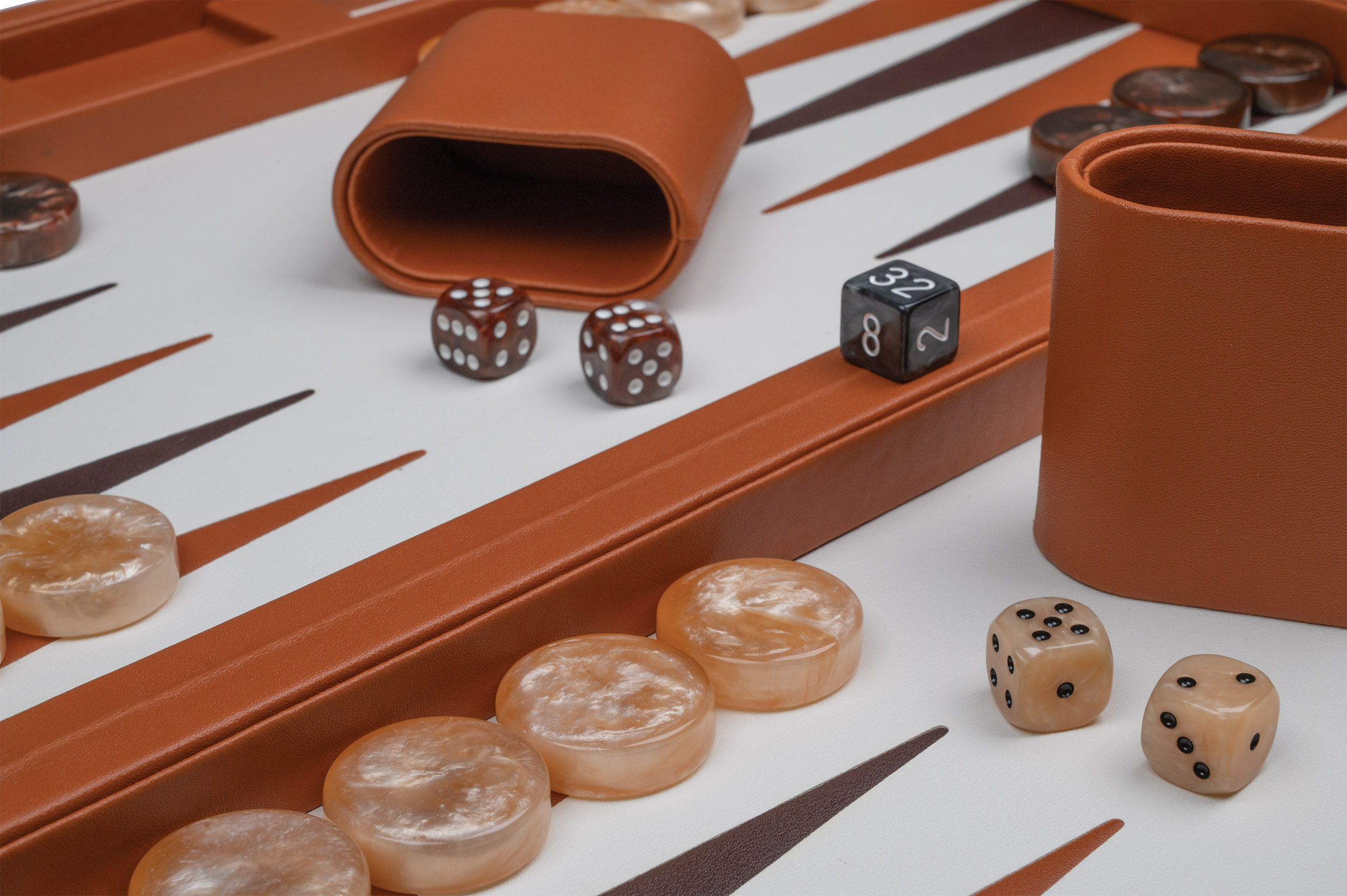 Backgammon brown, large, artificial leather