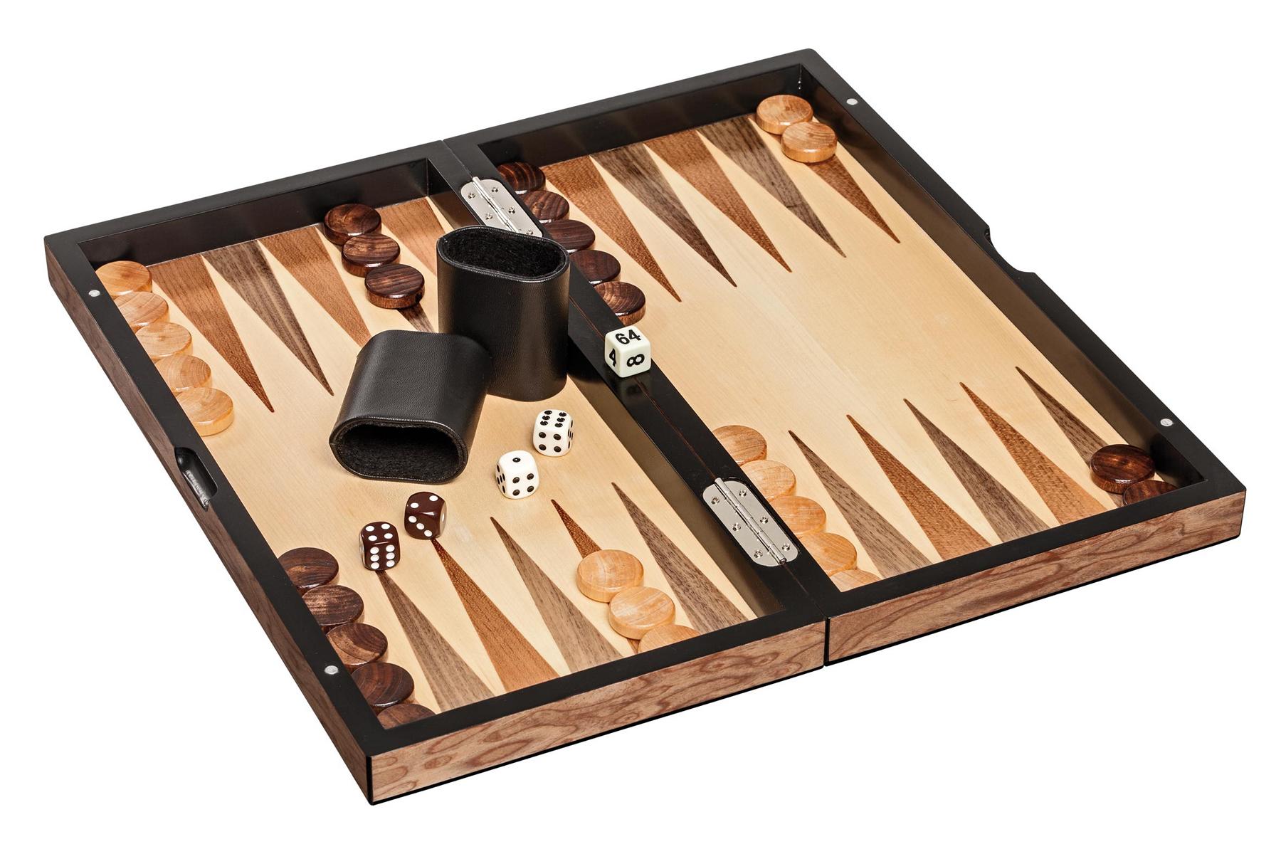 Schach Backgammon Dame Set, Feld 40 mm, Magnetverschluss