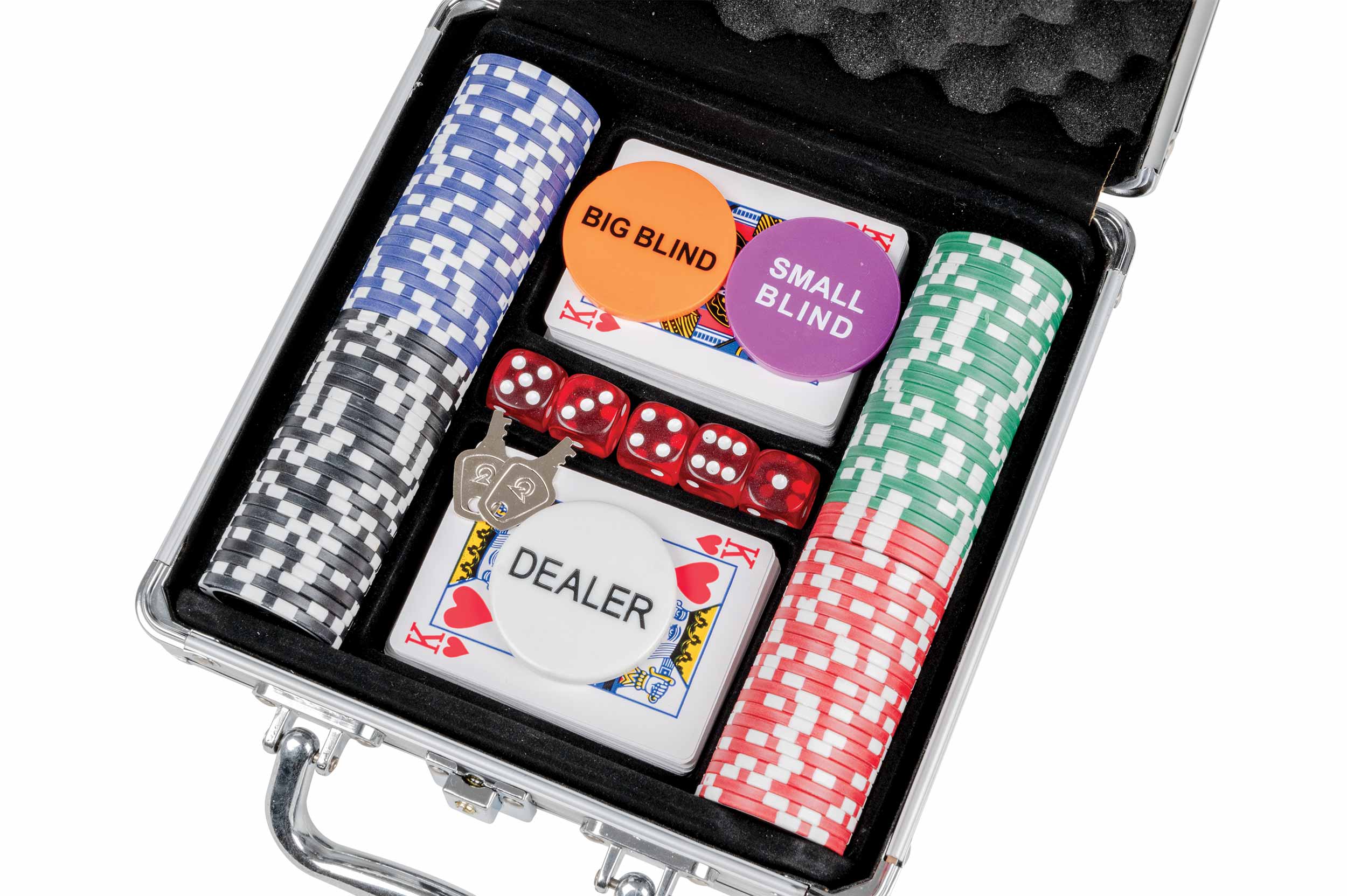 Poker case, 100 poker chips in aluminum case