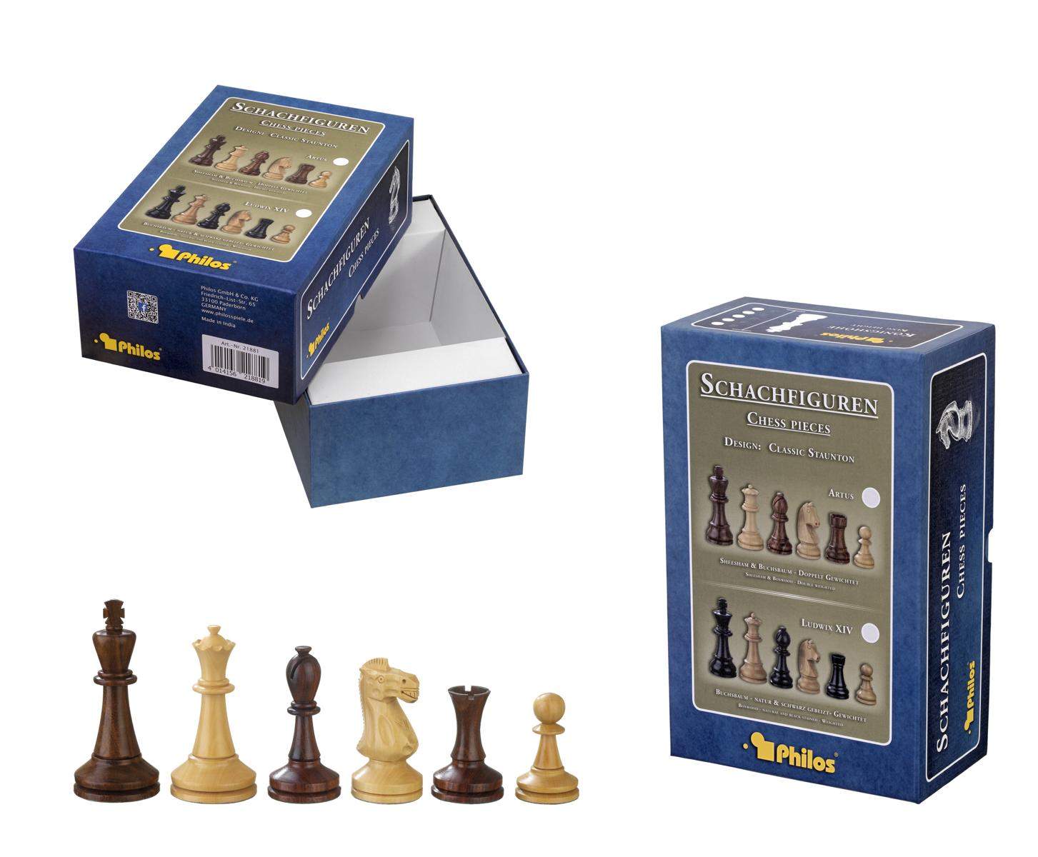 Schachfiguren Augustus, Königshöhe 100 mm, in Set-Up Box