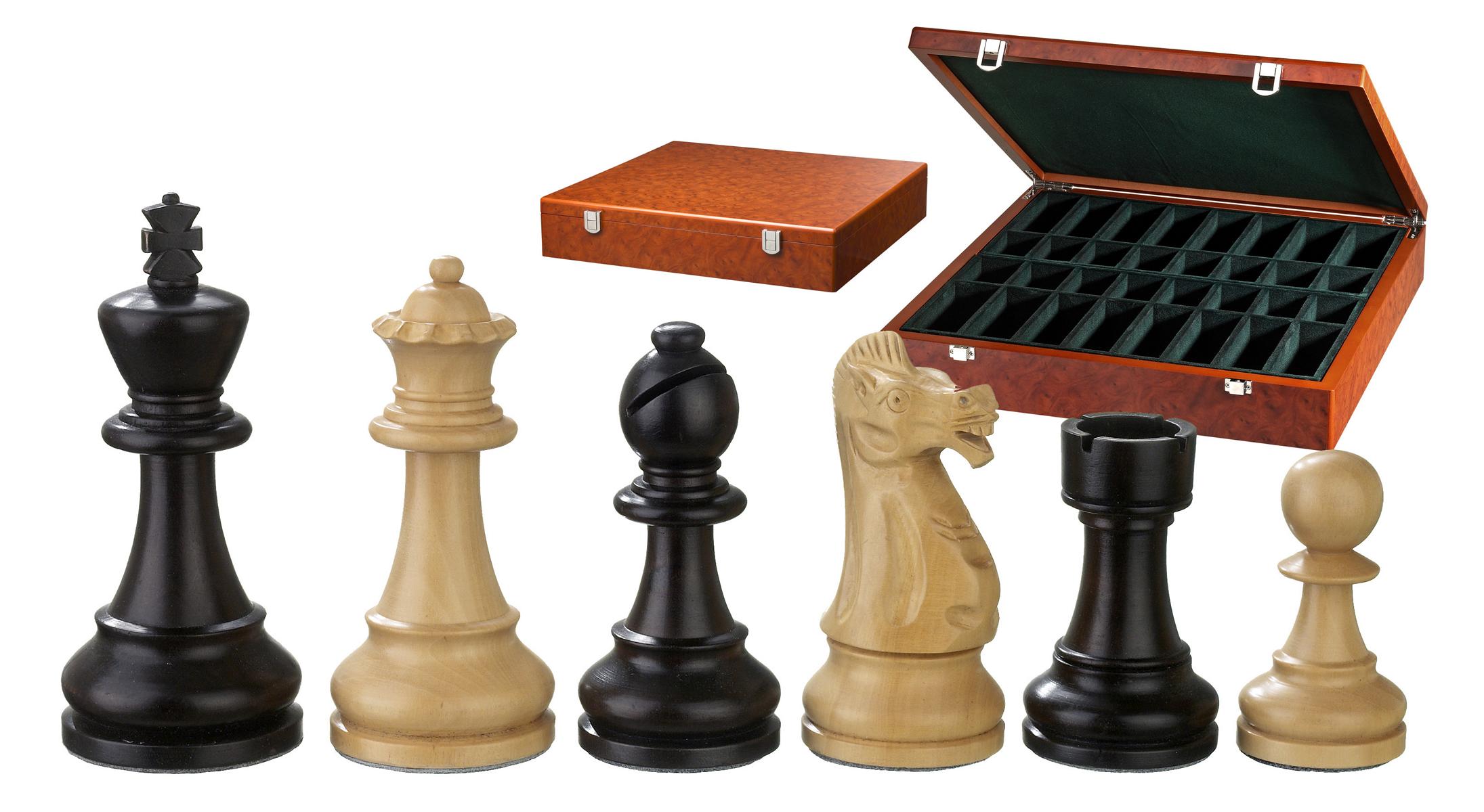 Schachfiguren Alexander, Königshöhe 100 mm, in Holzbox