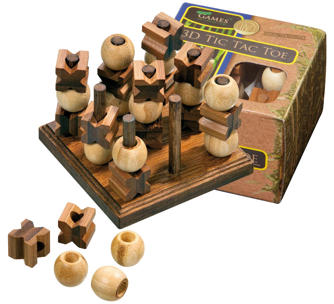 Tic Tac Toe, 3D, Bambus