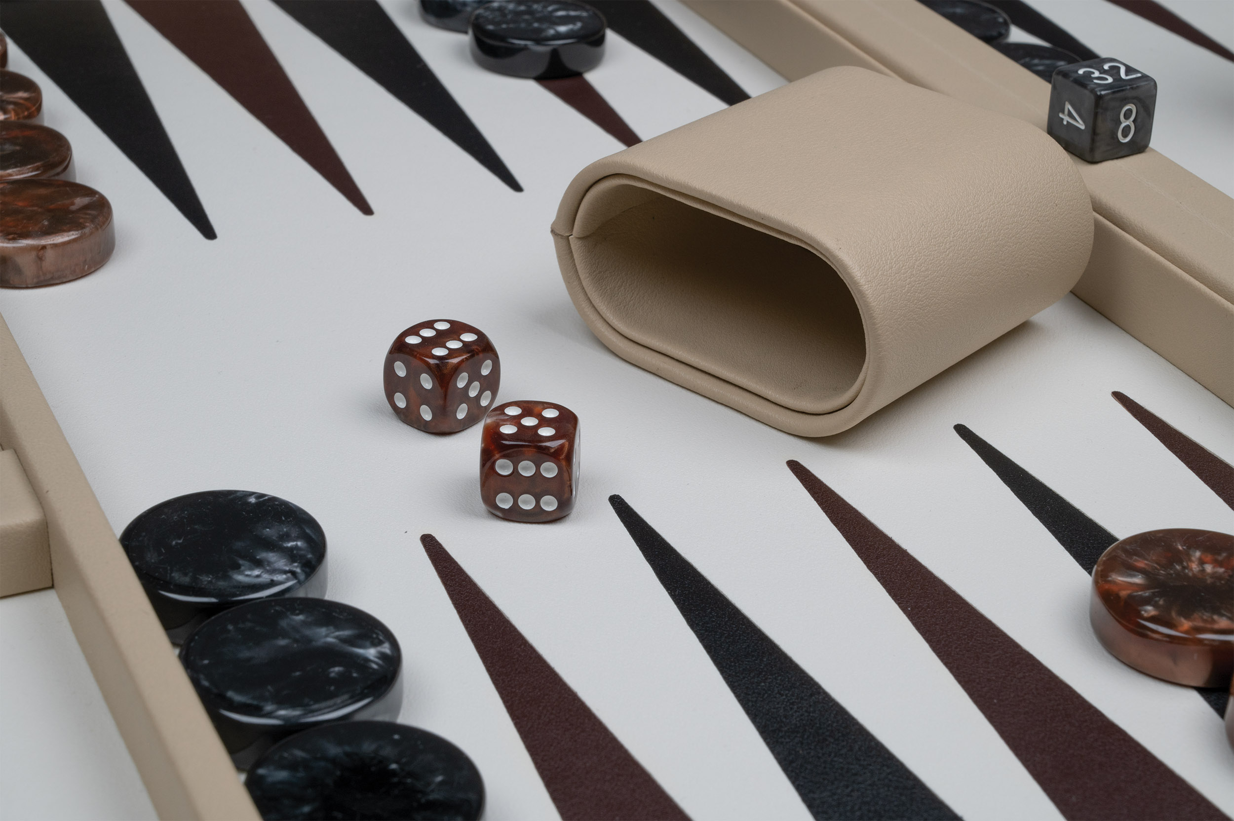 Backgammon cream, large, artificial leather