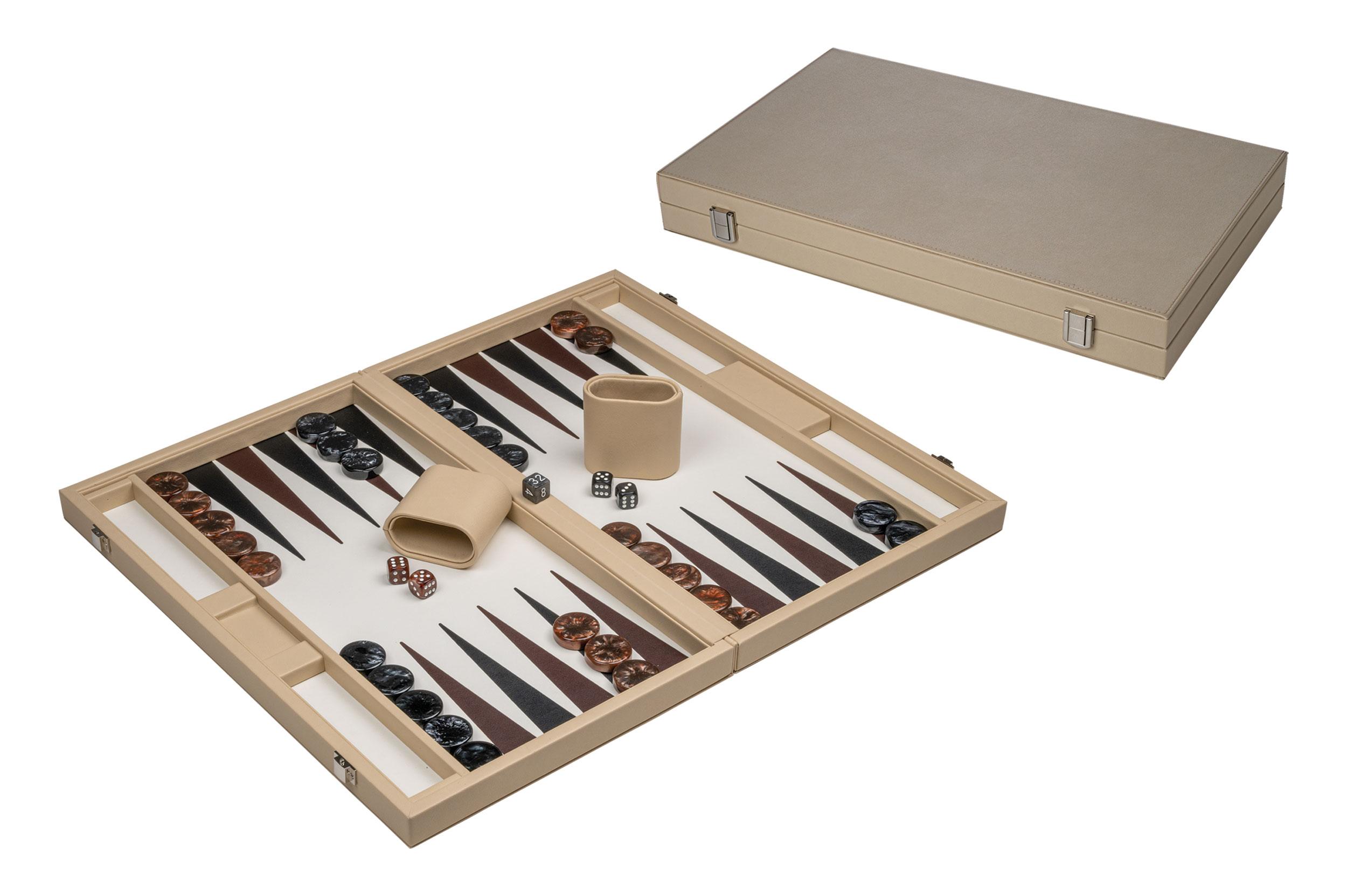 Backgammon cream, large, artificial leather
