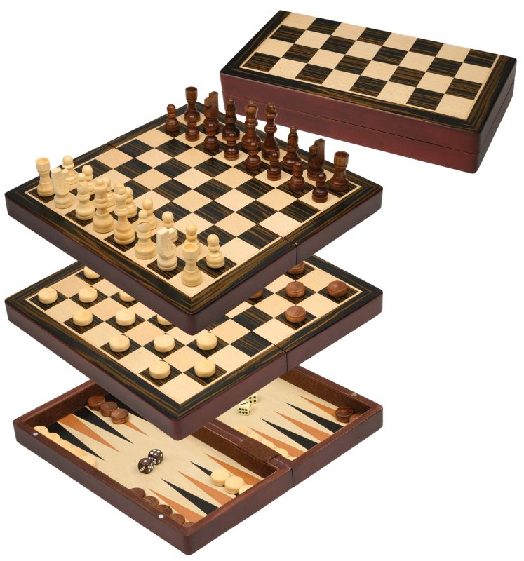 Schach-Backgammon-Dame-Set - Feld 50 mm